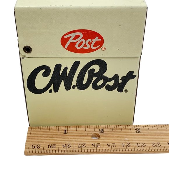 Vintage C.W. Post Cereal Recipe Card Box Tin Metal Advertising Kitchen Decor - Picture 3 of 11